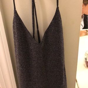 Zara metallic spaghetti strap dress